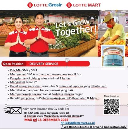 Informasi Lowongan Delivery Service LOTTE MART (Maks 15-12-25)