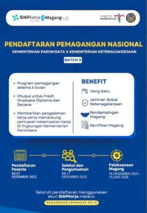 Pendaftaran Magang di Kementrian Pariwisata